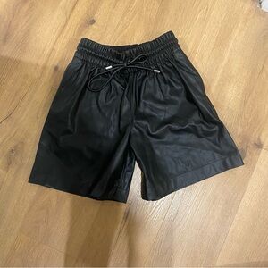 Proenza Schouler White Label Faux Leather Bermuda Shorts in Black